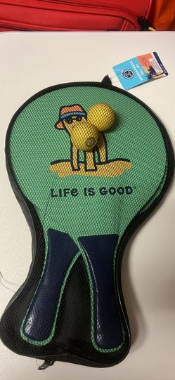 2 Thick Wood Paddles and 2 Balls,Classic Beach & Backyard Toss Game Outdoor Summer Lawn