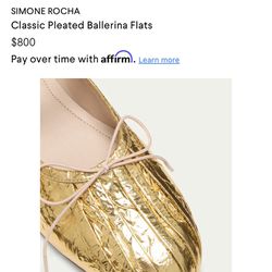 SIMONE ROCHA GOLDEN BALLERINA FLATS 
