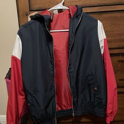 H&M Red, White & Blue Windbreaker Jacket w/ Hood – Size Small – New Without Tags