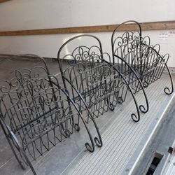 3 Black Metal / Iron Scrolling Three Tier Magazine Rack