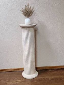 35" Faux Stone Plaster Round Fluted Timeless Pedestal Column Stand