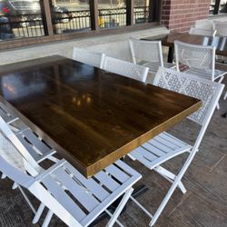 5 Modern Solid Wood Dining Table (60" × 30") - Commercial Grade / Outdoor Safe