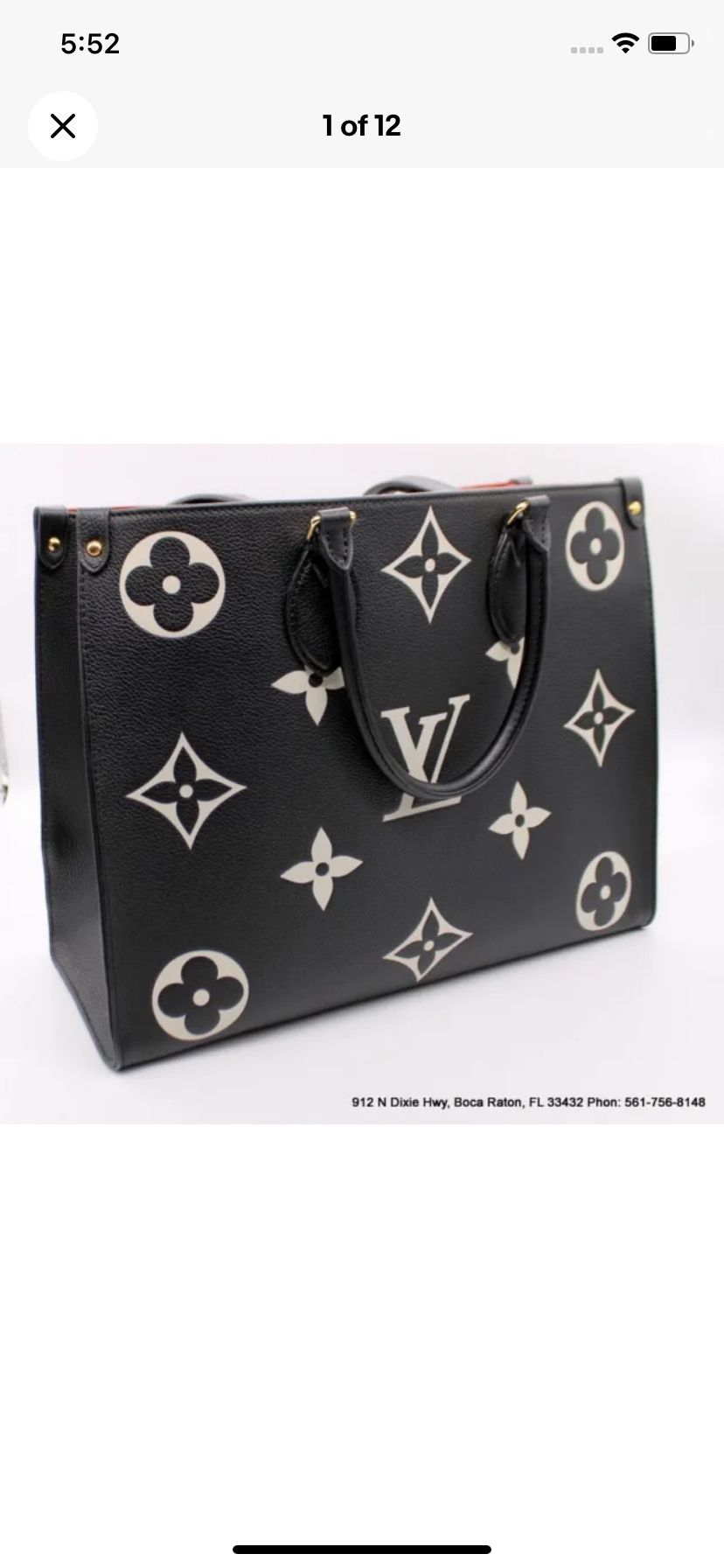 Louis Vuitton Onthego MM Tote Bag M45495 Monogram Empreinte Black Beige