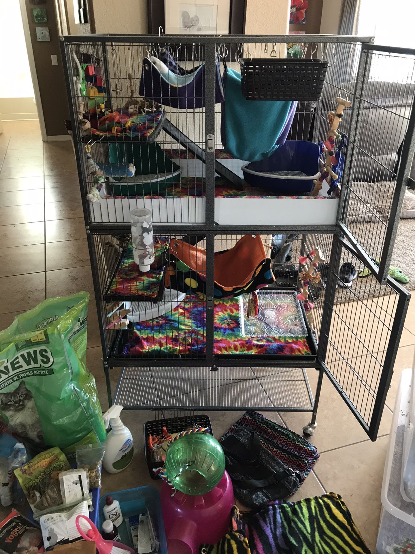 Small animal cage and accessories (bundle)