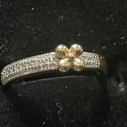 Sterling Diamond Flower Ring