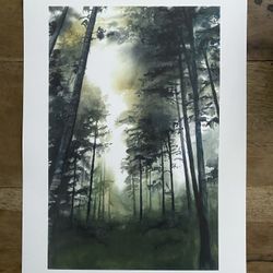Forest Watercolor Print By West Seattle Artist 