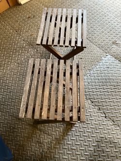 Small wooden tables