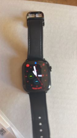 Apple Watch Series 10 with gps and cell capabilities . Black Leather Band