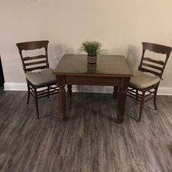 Solid Wood Table 2 Chairs And Glass top 