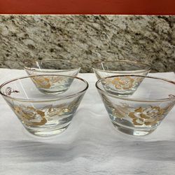 Elegant Vintage Mid Century Dessert Libby Hostess Glass Set Set Of Four 