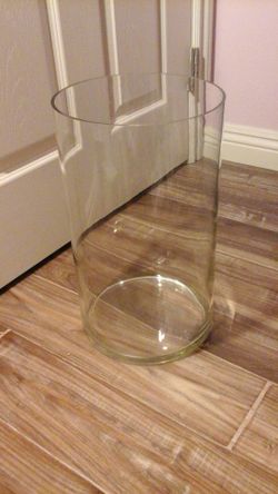 Large Clear Glass Cylinder Vase 15x8.5"