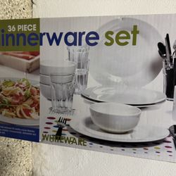 36 Piece White Dinnerware Set 