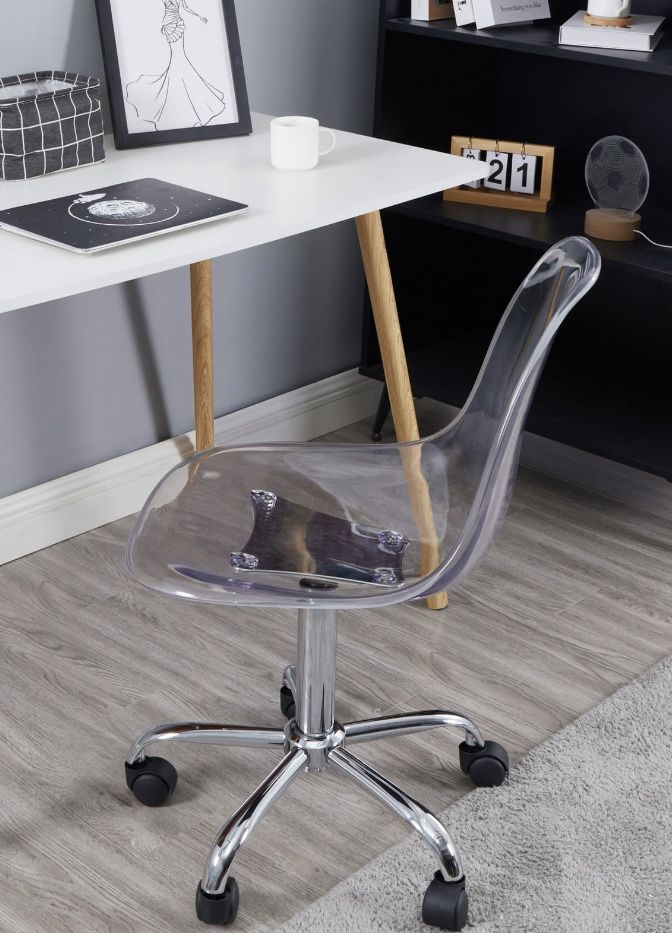 Clear Acrylic Lucite Rolling Desk Chair