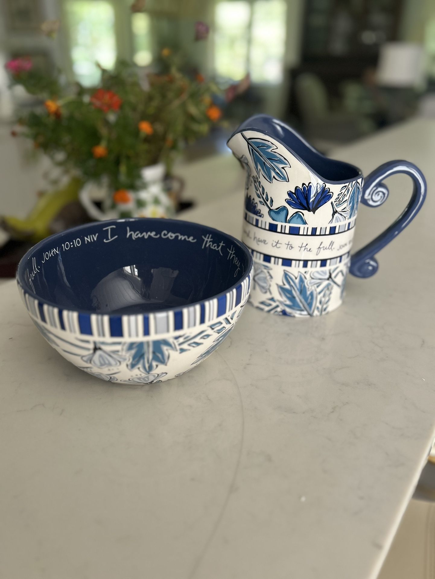 Scripture Pitcher and Bowl