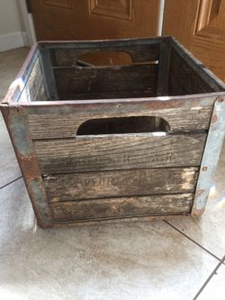 Vintage Wood and Metal Milk Crate