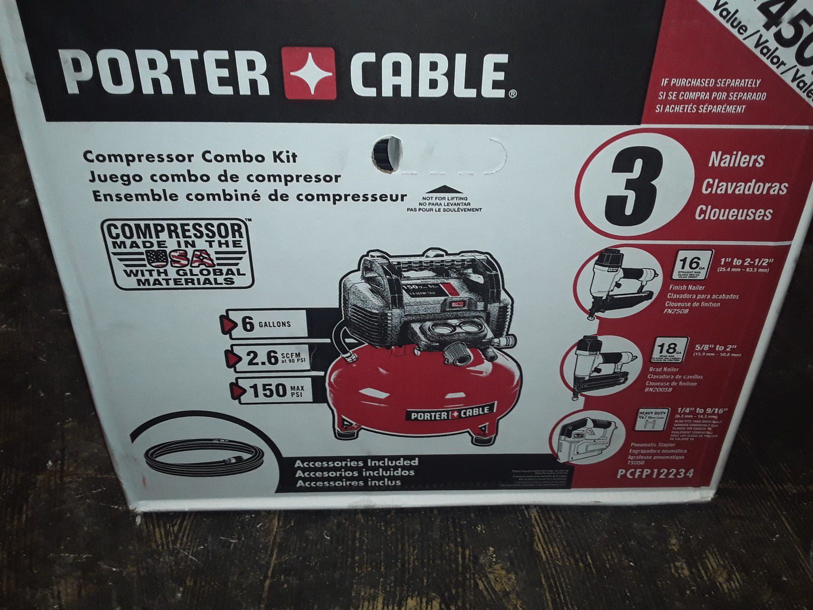 Porter-Cable compressor and finish guns
