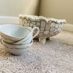 Tea Cups and Flower Pot