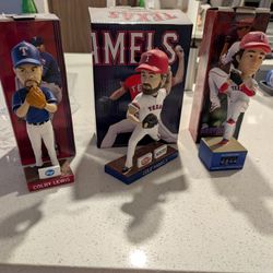 Texas Rangers Pitchers Yu Darvish, Cole Hamels, And Colby Lewis Bobbleheads