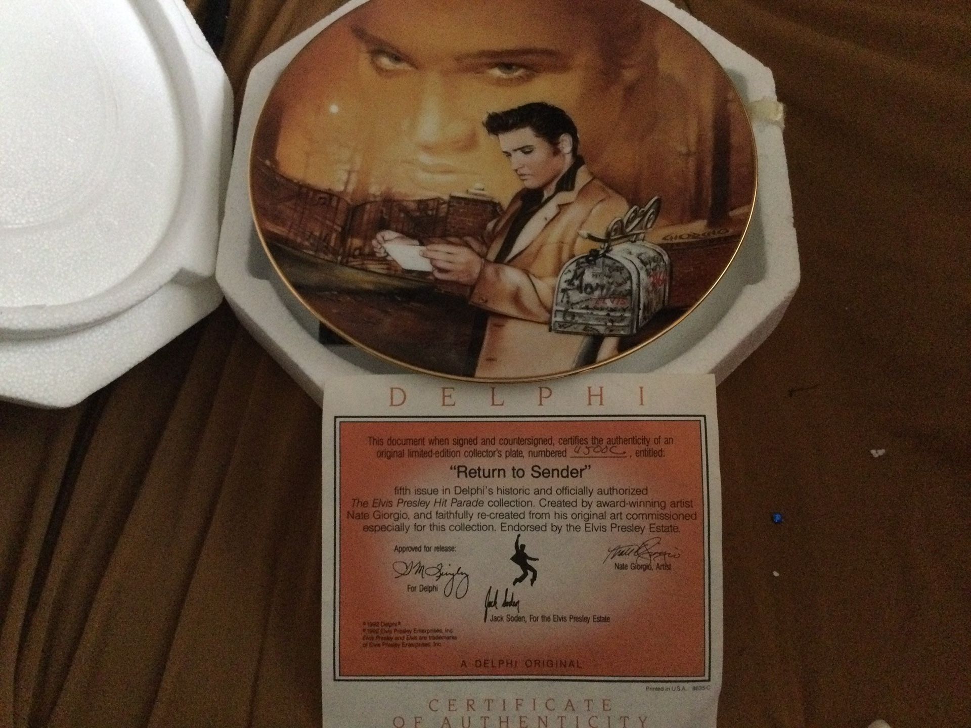 Elvis Collector Plate #4600C “Return To Sender”