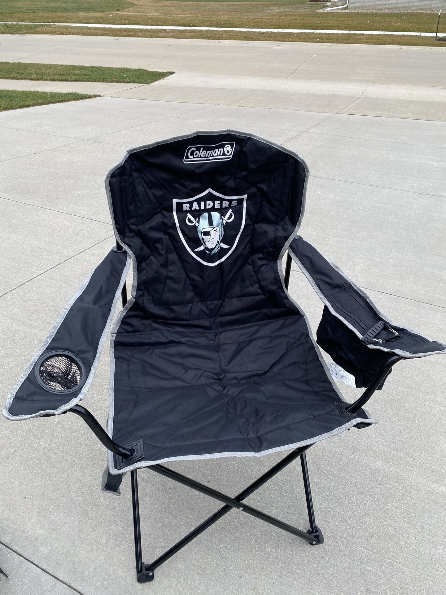 Coleman NFL Raiders Folding Tailgating/Camping Chair with Built In Cooler and Carrying Case