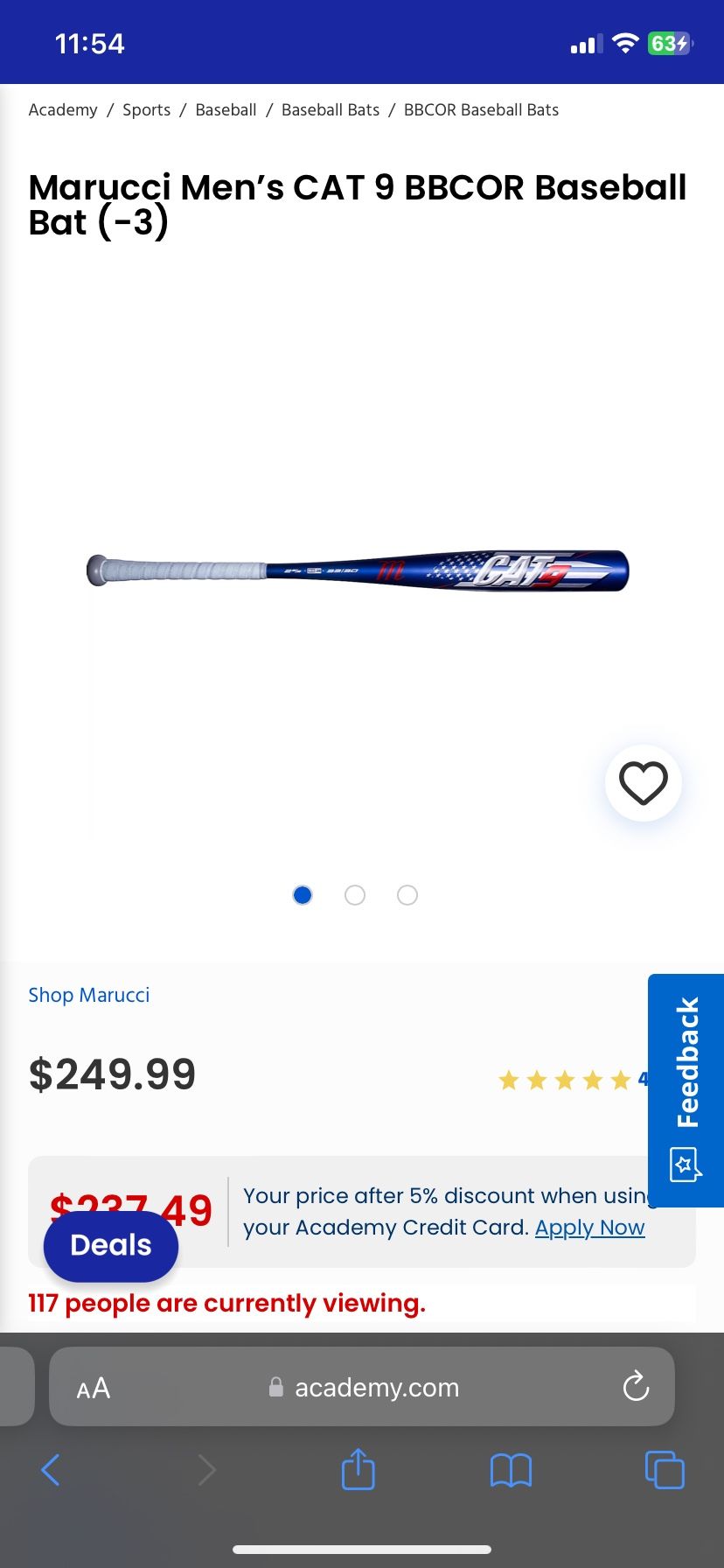 Marucci Men's CAT 9 BBCOR Baseball Bat (-3)