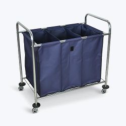 LUXOR HL15 Industrial Laundry Cart - Divided Canvas Bag