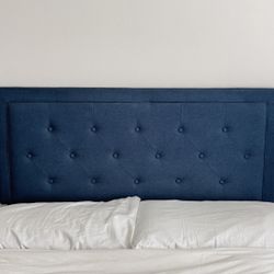Button Tufted Blue Bed Frame - Full 