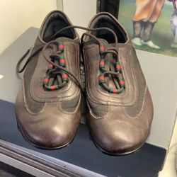 Gucci men's dark brown leather sneakers