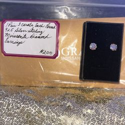 1 PAIR - 3 CARATS EACH MOISSANITE IRIDESCENT EARRINGS