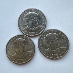 Three coins - Liberty 1999 One Dollar
