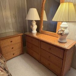 Wicker Bedroom Set W/ Full Mattress