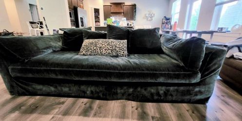 3 Seats Moss Green Deep Seat Wide Velvet Sofa
