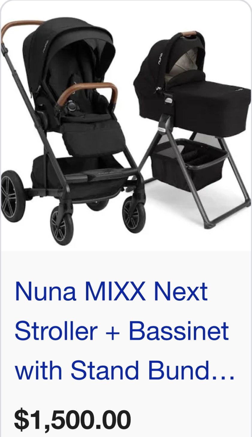 Nuna MIXX Next Stroller + Bassinet with Stand Bundle