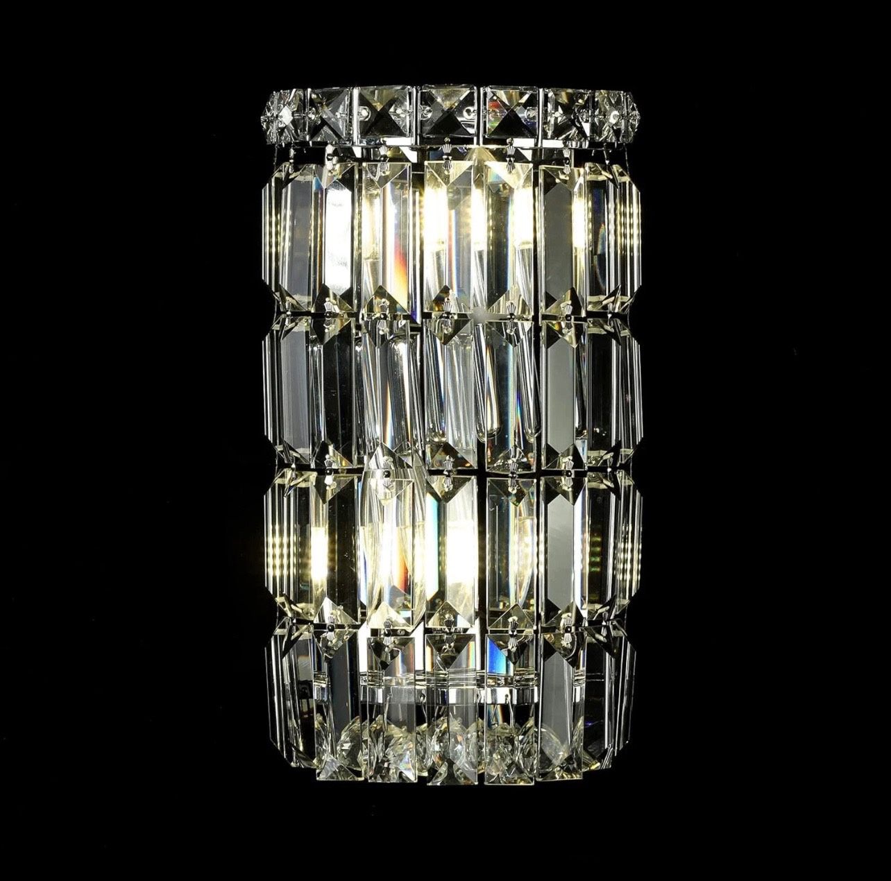 Ceenli 2 Lights Modern Crystal Wall Sconce, Chrome Wall Light with E12 Bulb Hold 
