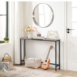 HOOBRO Narrow Console Table with Power Outlets, 44.9-Inch Sofa Table, Slim Behind Couch Table, Entryway Display Shelf, for Living Room, Foyer, Hallway