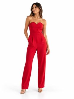 Express Red Strapless Sweetheart Jumpsuit, 00 (XS)