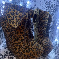 Cheetah Wedge Boots