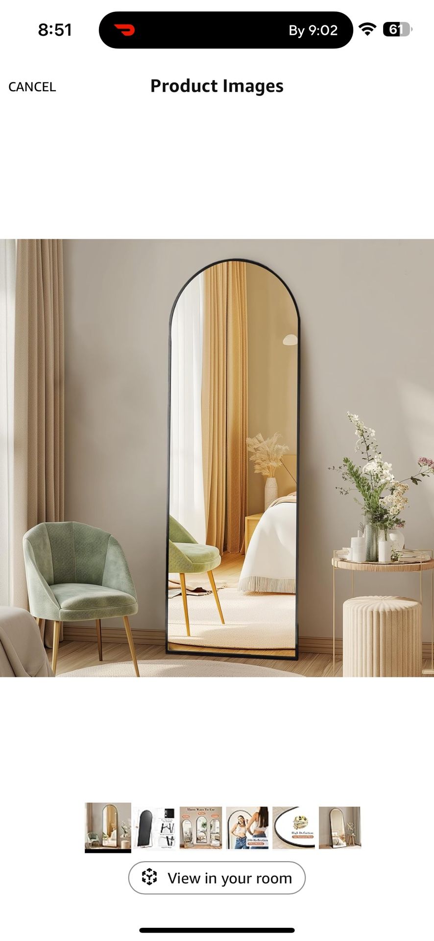 black arched mirrors