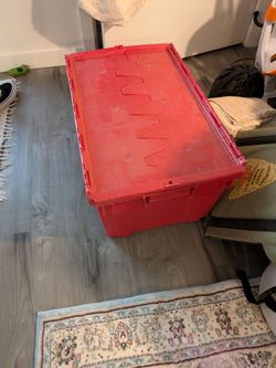 Red tote bin