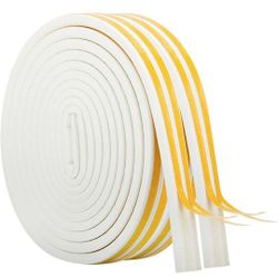 33Feet Long Weather Stripping,Insulation Weatherproof Doors and Windows Seal Strip,Collision Avoidance Rubber Self-Adhesive Weatherstrip,2 Rolls(White
