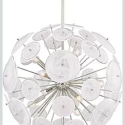 9 Light Chandelier 28 inches Tall and 30 inches Wide - Polished Nickel$50