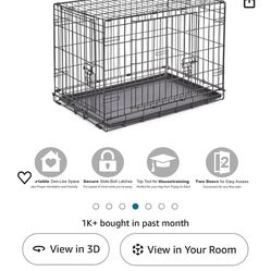 Double Door Dog Crate, Includes Leak-Proof Pan and pad