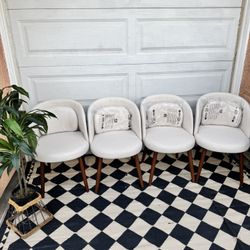 Set Of 4, Linen Dinning Chairs