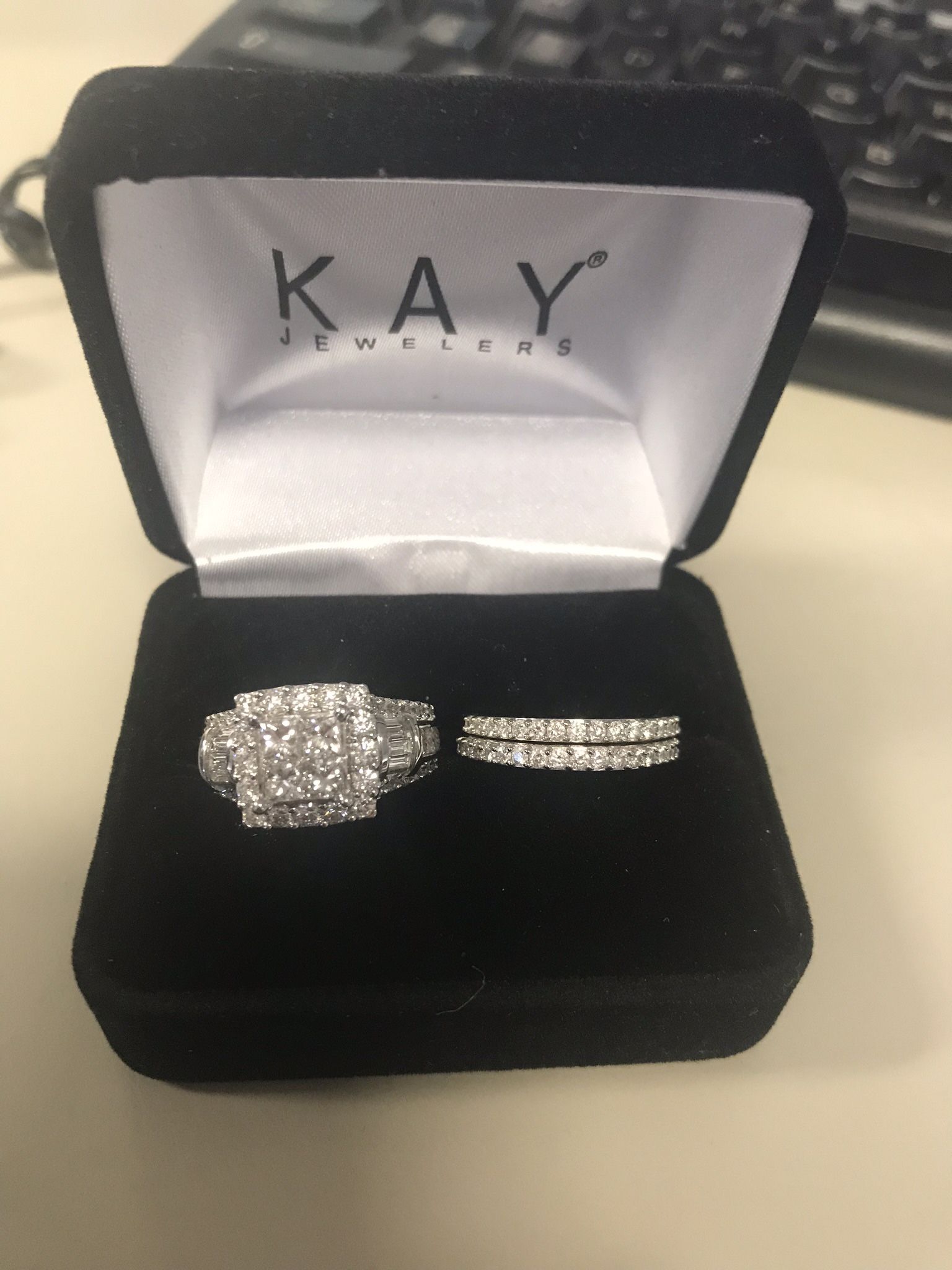 2 Carat Engagement Ring And 1 Carat Wedding Bands. 3 Carats Total 