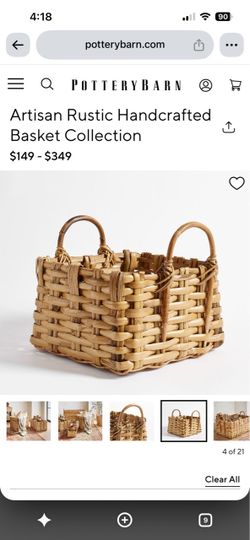 Pottery barn Artisan Rustic Handcrafted Basket