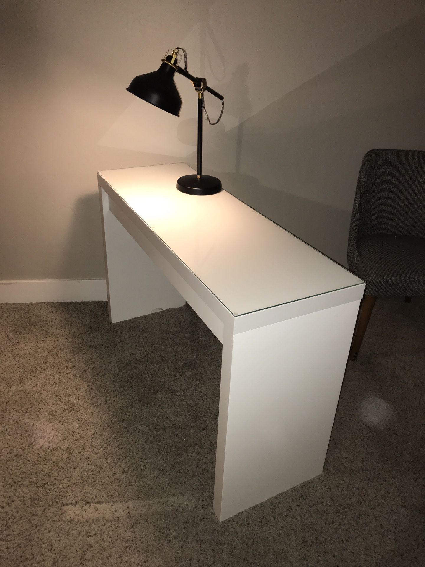 Ikea Desk w/ Glass Countertop & Chair