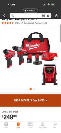 Milwaukee M12 FUEL 12-Volt Lithium-Ion Brushless Cordless Hammer Drill and Impact Driver Combo Kit (2-Tool) with Compact Inflator