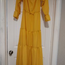 Vtg Sunflower Yellow Maxi Dress Size XL

