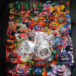 Five Nights At Freddy's Tote Bag and 100 Stickers New 
