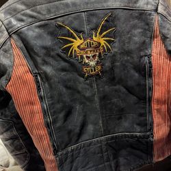 WOMENS Distressed Leather Harley Davidson Motorcycle  Jacket - SALE!!
